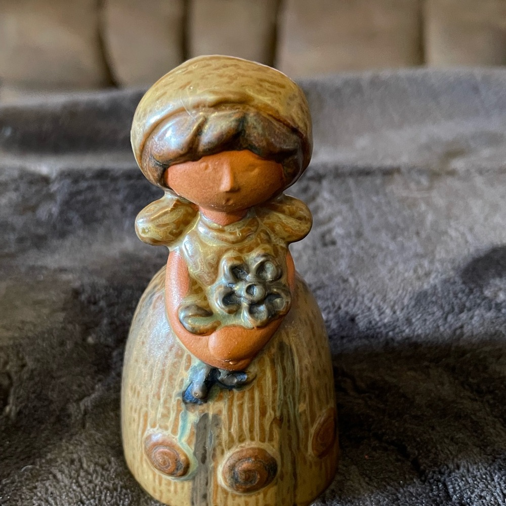 Vintage Counterpoint Pottery Girl Floral Bell Figurine San Francisco Japan